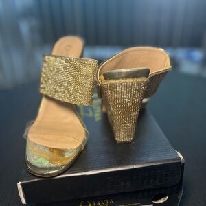 Gold wedge heels size 10 gently worn